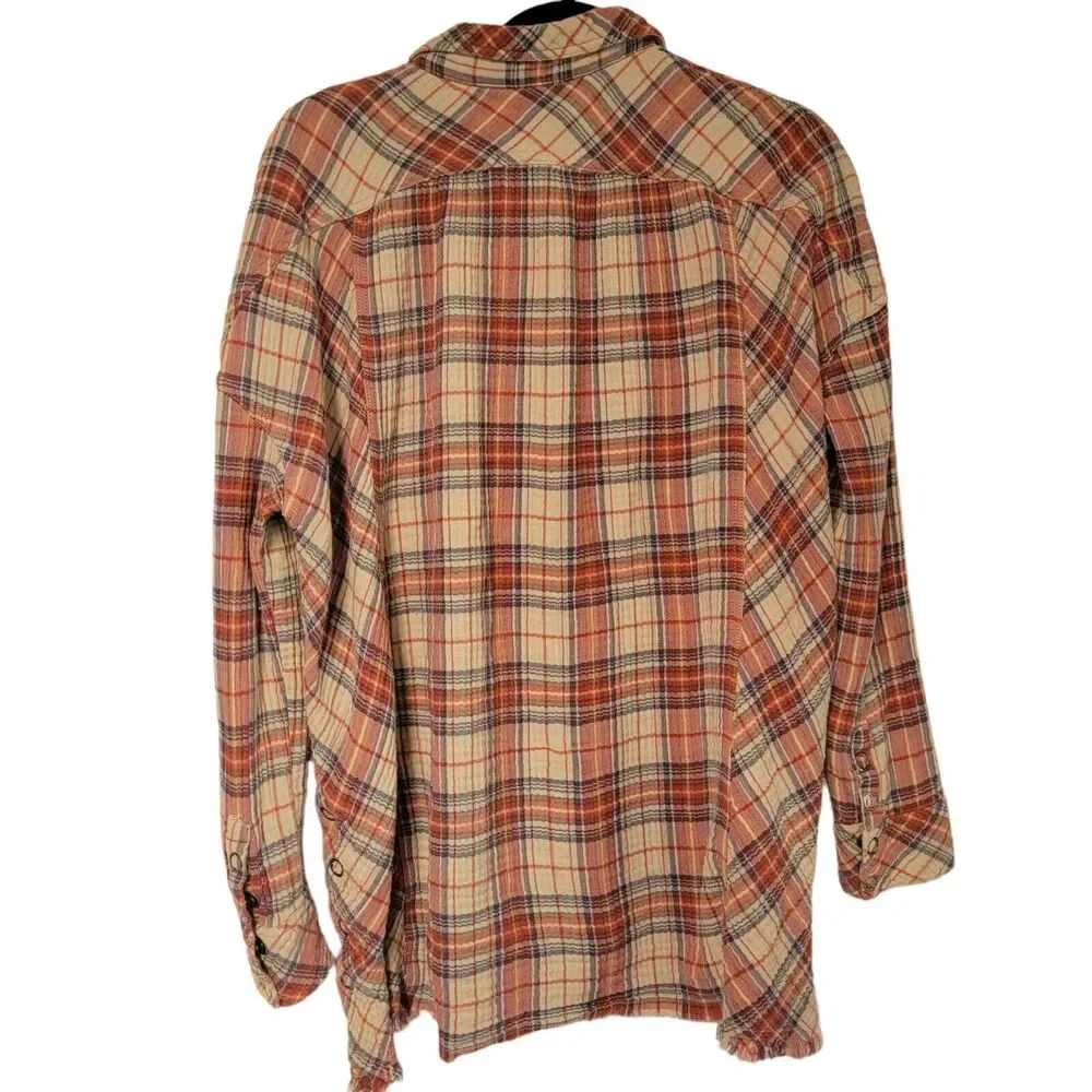 FREE PEOPLE Juniper Ridge Gauze‎ Plaid Button Down Small